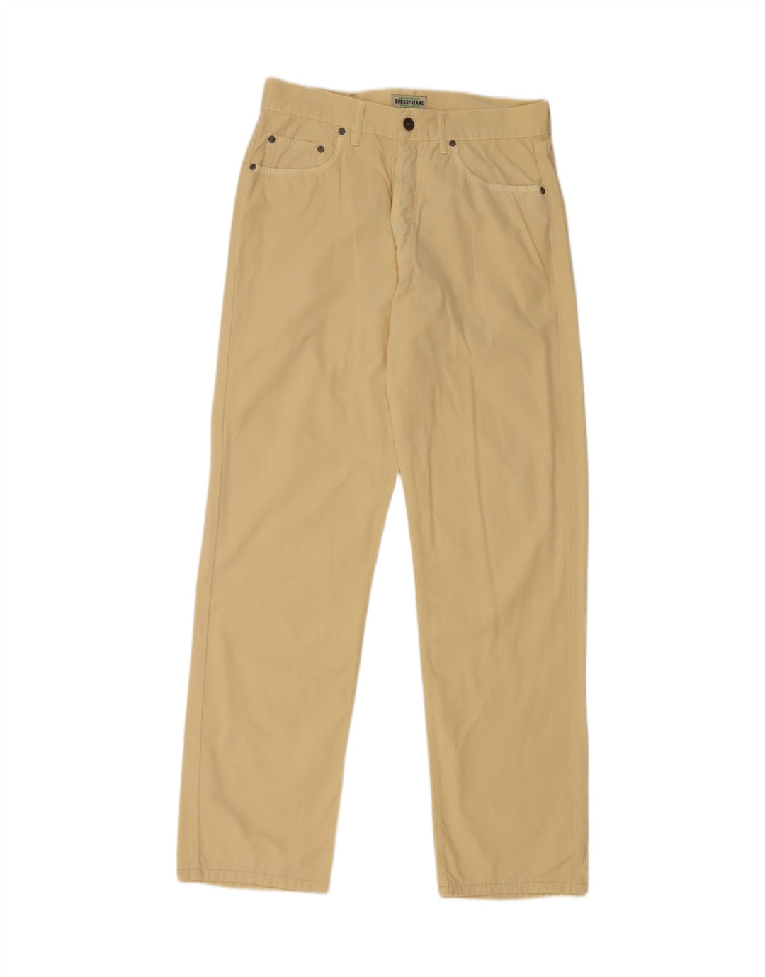 GUESS Pantalon décontracté droit pour homme W33 L32 Jaune Coton