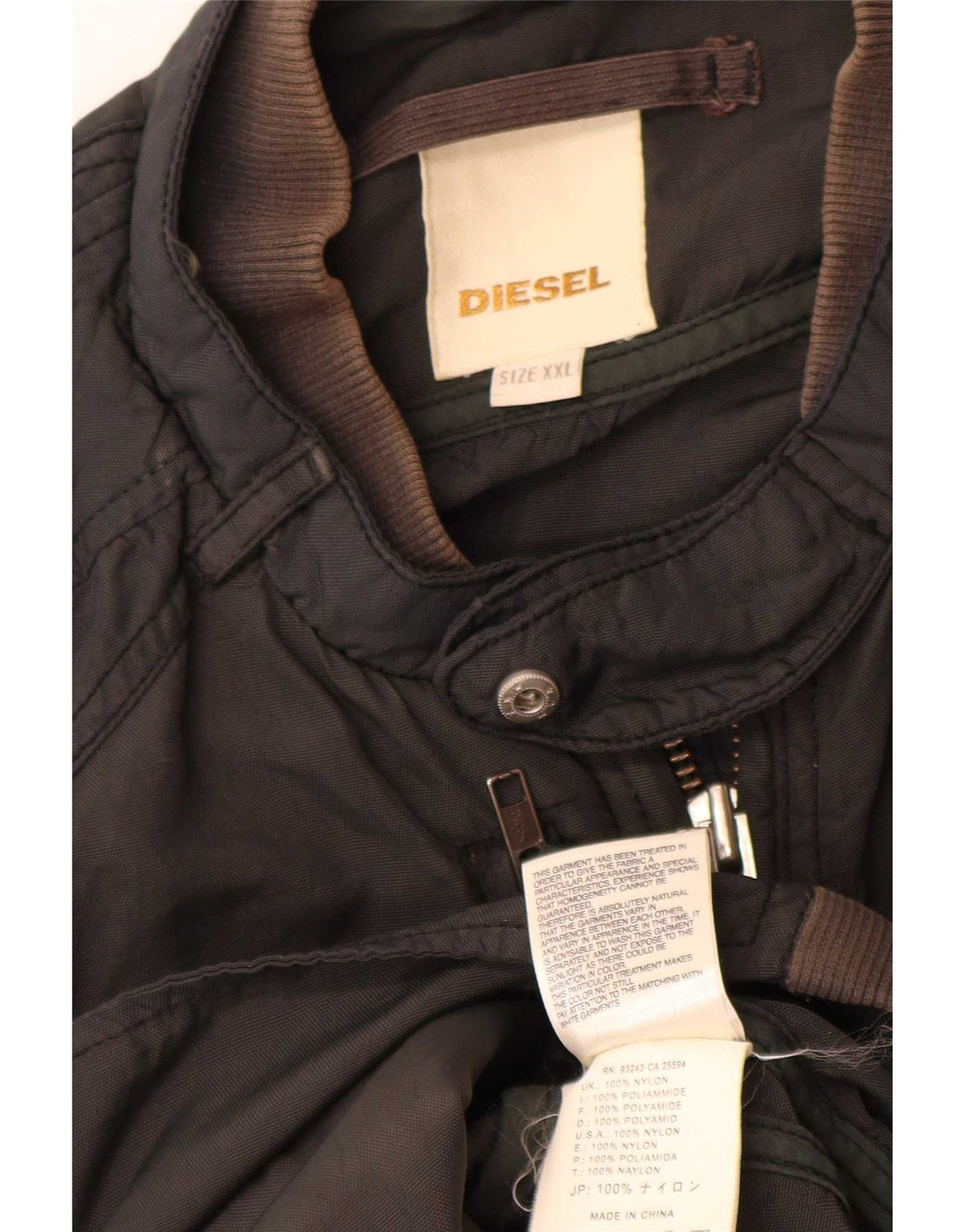 Diesel Veste Bomber Militaire Homme UK 44 2XL Nylon Noir