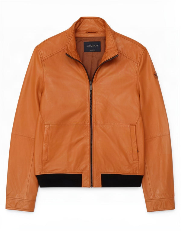 Trussardi Jeans Veste en Cuir Homme IT 54 2XL Marron
