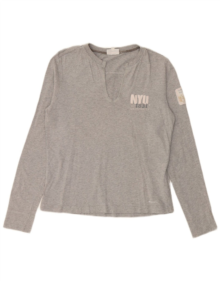 CHAMPION Haut à manches longues pour femme UK 44 Large Gris Coton