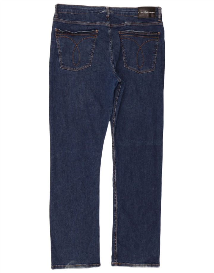 Calvin Klein Jean droit vieilli pour homme IT 48 Medium W38 L33 Bleu marine