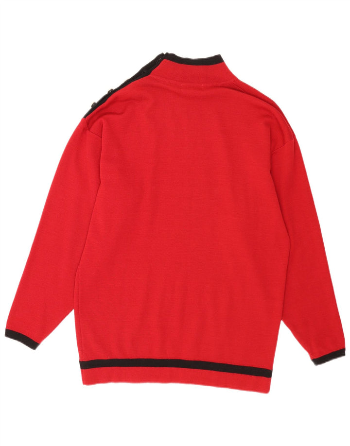 Windsmoor Pull à col boutonné pour femme UK 14 Rouge moyen Colourblock