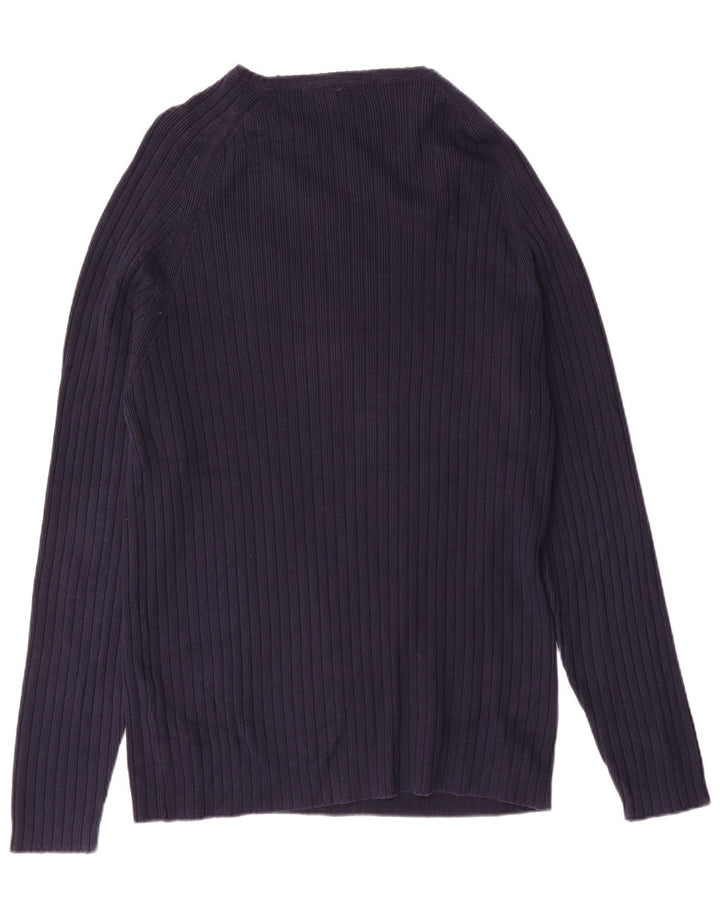 Zara Pull col V pour homme en coton bleu marine Taille L