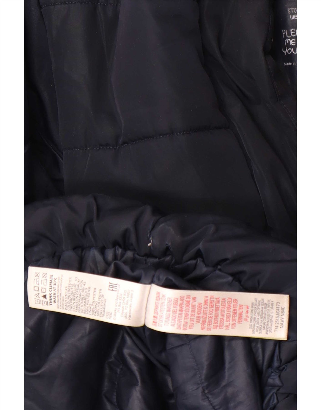 Marks & Spencer Manteau matelassé à capuche pour fille 11-12 ans Bleu marine Polyester