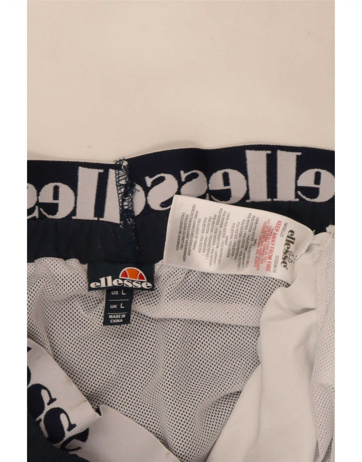 Ellesse Short de sport graphique pour hommes, grand bleu marine, polyester color block