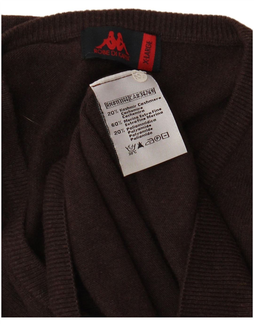 KAPPA Pull Col V Homme XL Marron Laine