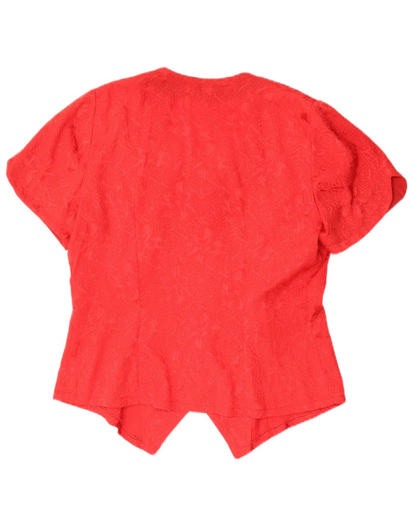 vintage Femme Chemise à manches courtes Blouse UK 14 Grand Floral Rouge