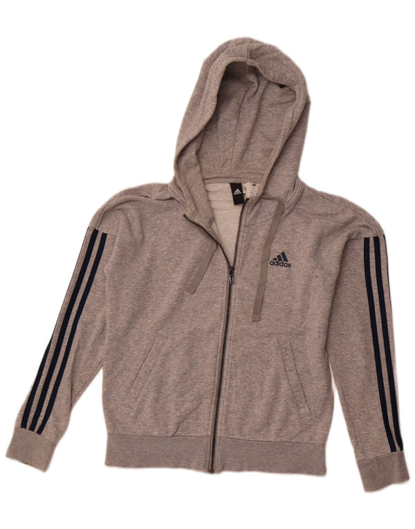 Adidas Pull à capuche zippé surdimensionné pour femme UK 6 XS Gris Coton
