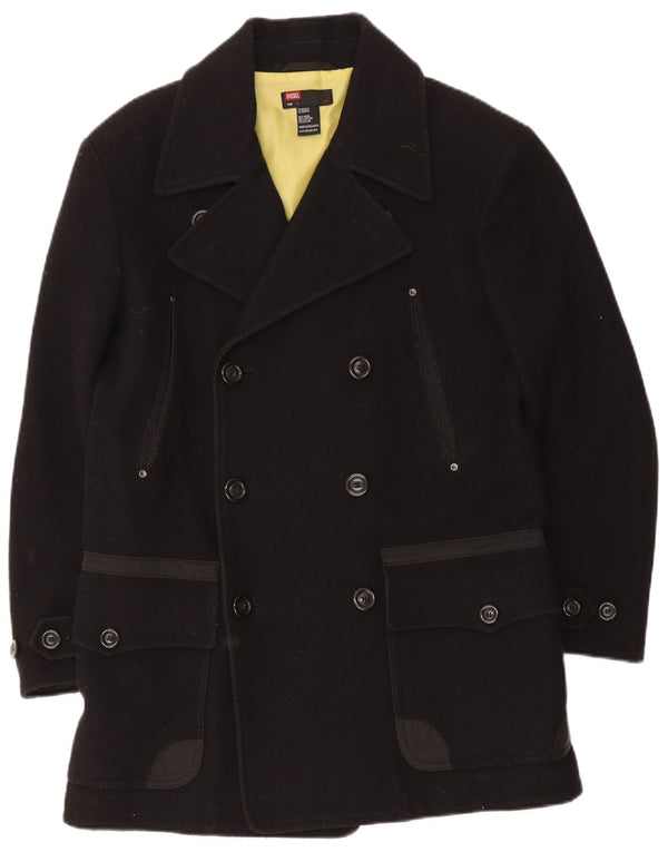 Diesel Manteau à double boutonnage pour homme UK 40 Large Laine noire