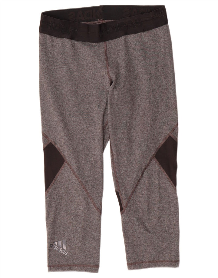 Adidas Femmes Climacool Capri Leggings UK 12/14 Gris Moyen Colorblock