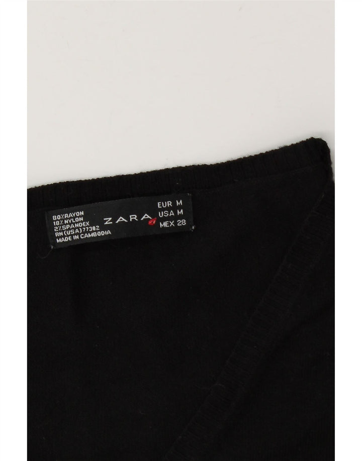 Zara Pull col en V pour femme UK 12 Rayonne noire moyenne