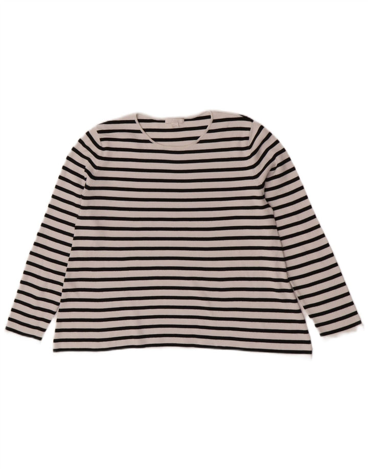 Cos Haut Femme Manches Longues UK 10 Petit Rayé Blanc