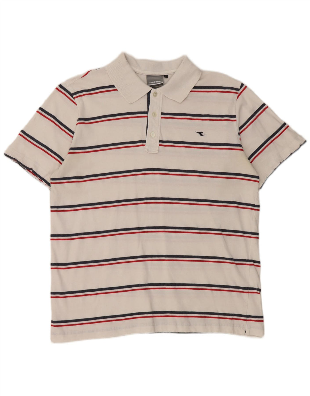 Diadora Polo Homme Large Blanc Rayé Coton