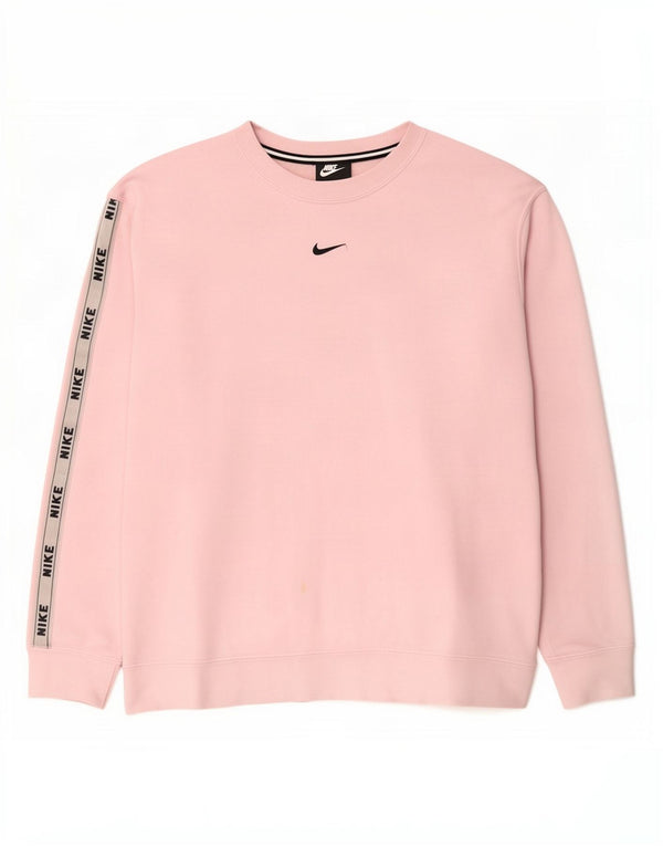 Nike Sweat-shirt graphique pour femme UK 14 en coton color block rose moyen