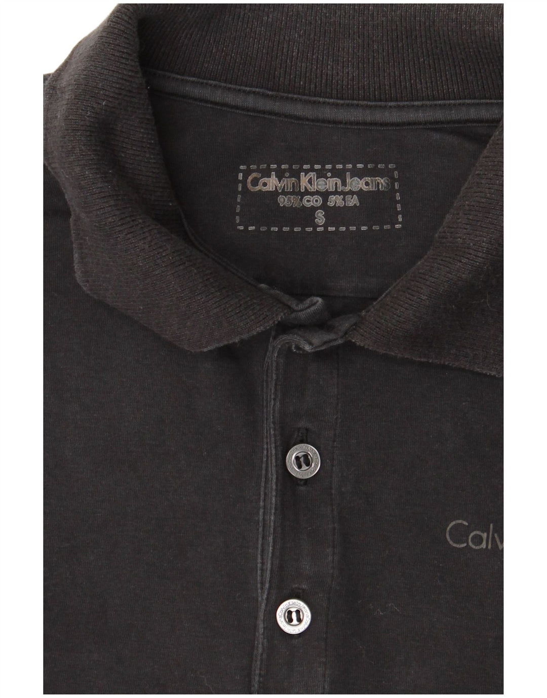 CALVIN KLEIN JEANS Polo à Manches Longues Homme Petit Noir Coton