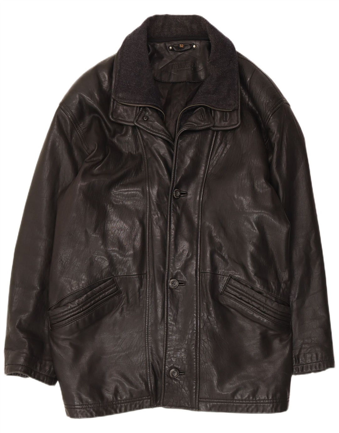 Trapper Veste en cuir pour homme EU 52 XL Cuir noir