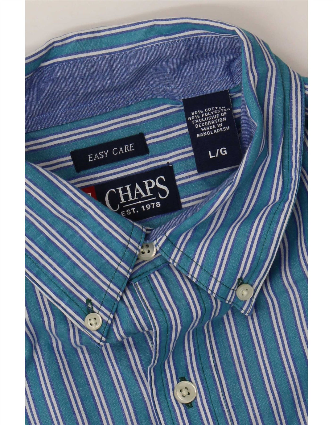 Chaps Chemise Homme Large Bleu Rayé Coton