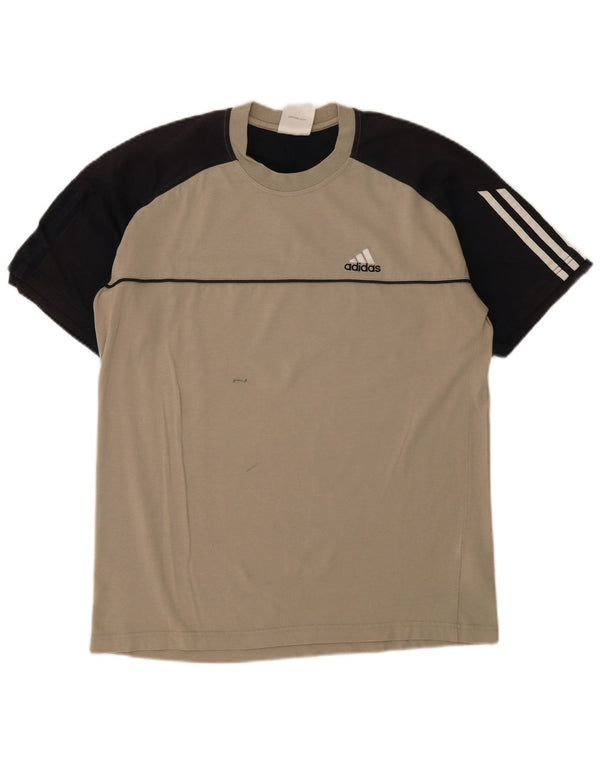Adidas T-Shirt Homme Top UK 38/40 Coton Colorblock Beige Moyen