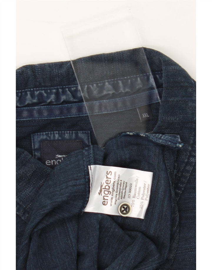 ENGBERS Mens Shirt 2XL Navy Blue Pinstripe Cotton Vintage Engbers and Second-Hand Engbers from Messina Hembry 