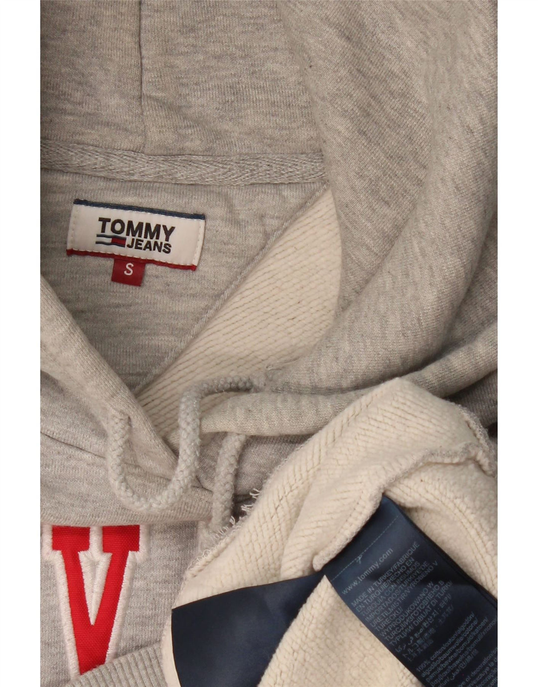 TOMMY HILFIGER Pull à Capuche Graphique Homme Petit Gris Coton