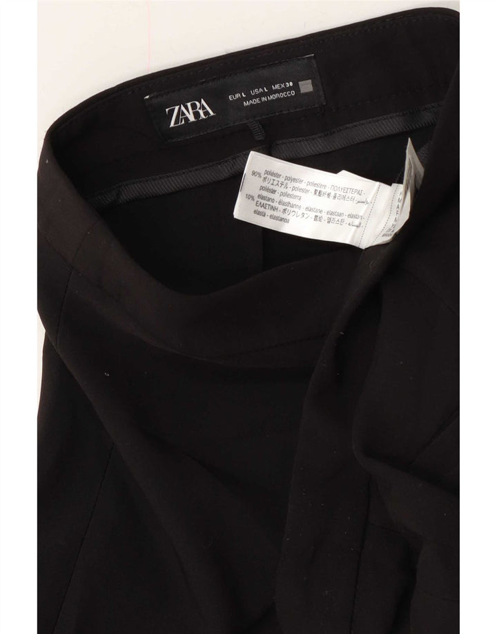 Pantalon décontracté droit femme Zara Large W30 L27 Noir Polyester