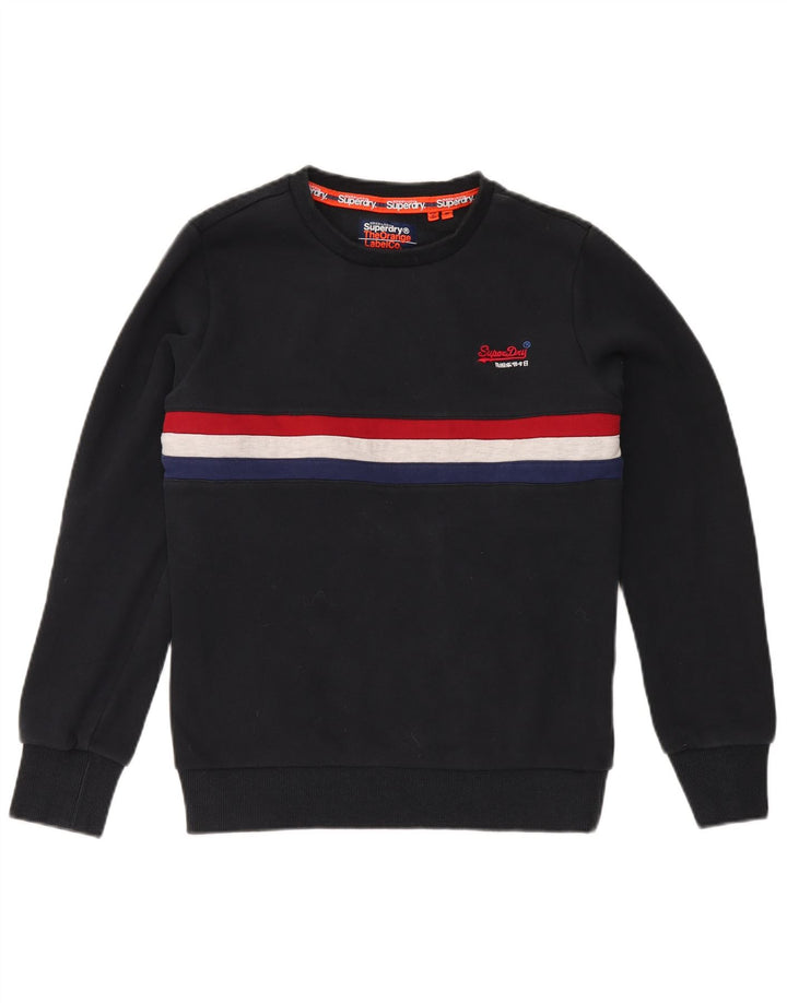 Superdry Sweat-shirt en coton color block bleu marine moyen pour homme