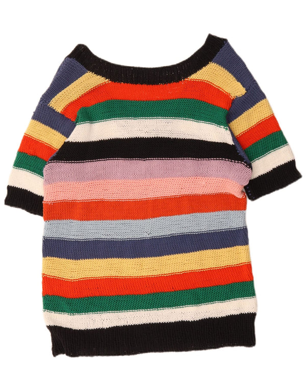 vintage Womens V-Col Jumper Sweater UK 20 2XL Rayé multicolore
