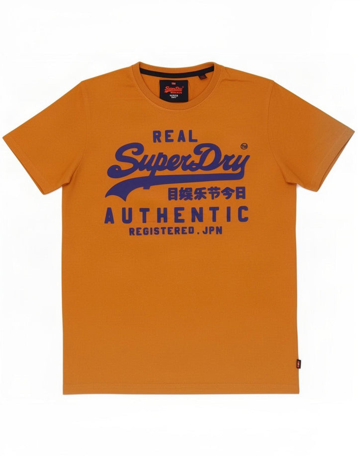 Superdry Homme T-Shirt Graphique Top Large Orange Coton