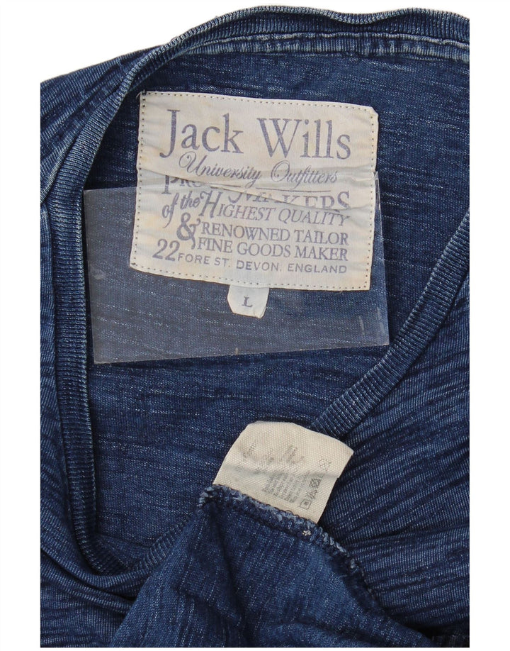JACK WILLS Haut Homme Manches Longues Grand Bleu Marine Moucheté Coton