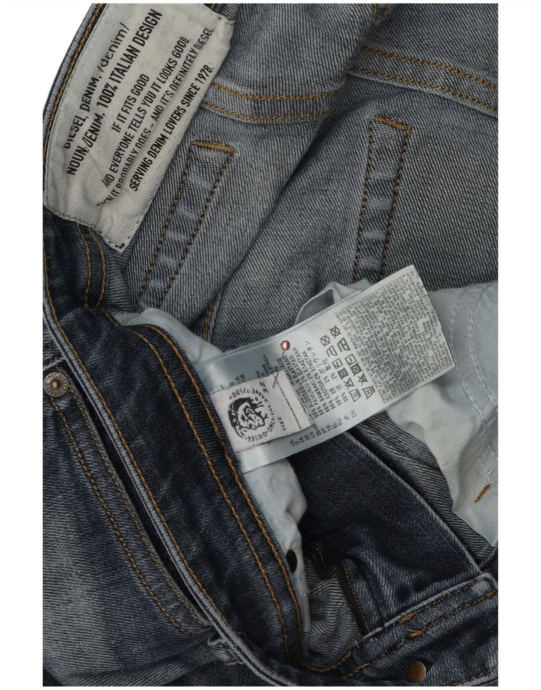 Diesel Jean slim vieilli W32 L32 en coton bleu pour homme