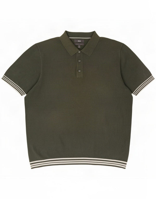 Marks & Spencer Pull à col polo pour femme UK 16 2XL Kaki