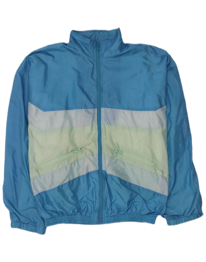 vintage Mens Survêtement Top Veste XL Bleu Colorblock Nylon