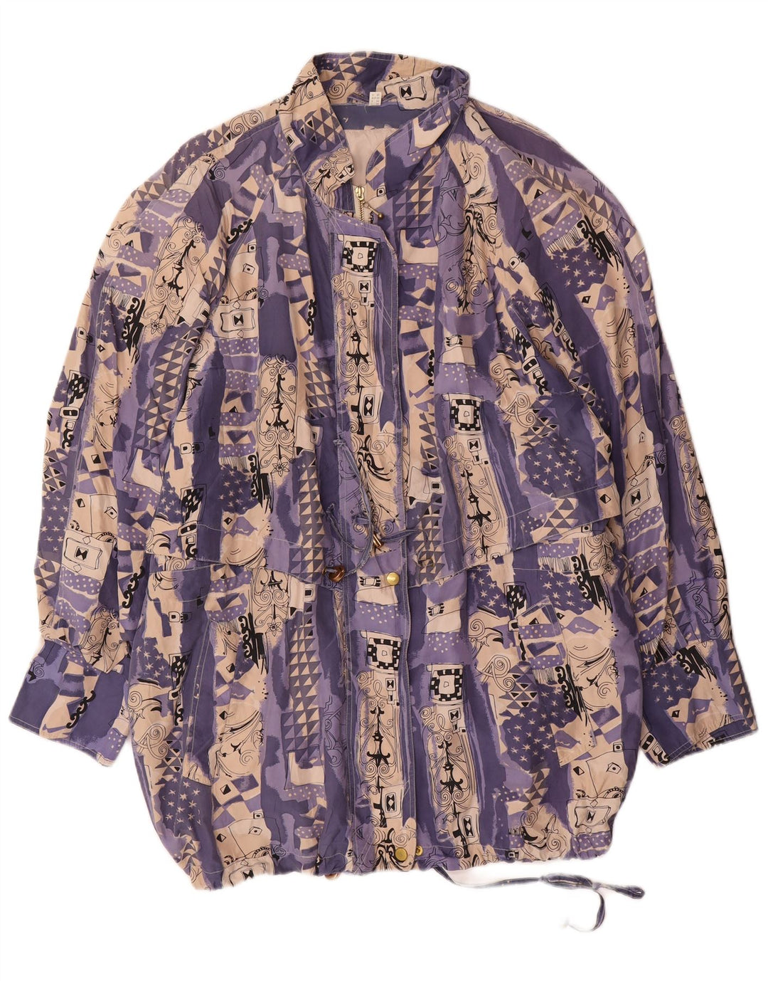 VINTAGE Womens Abstract Pattern Utility Jacket UK 24 4XL Purple