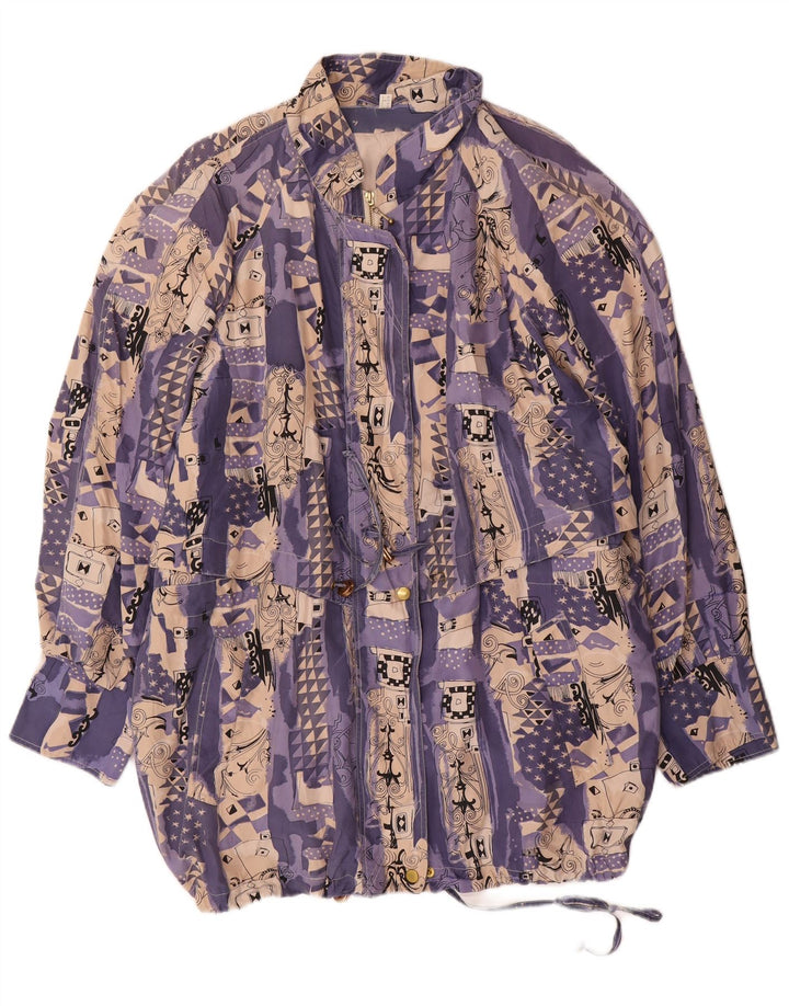 VINTAGE Womens Abstract Pattern Utility Jacket UK 24 4XL Purple