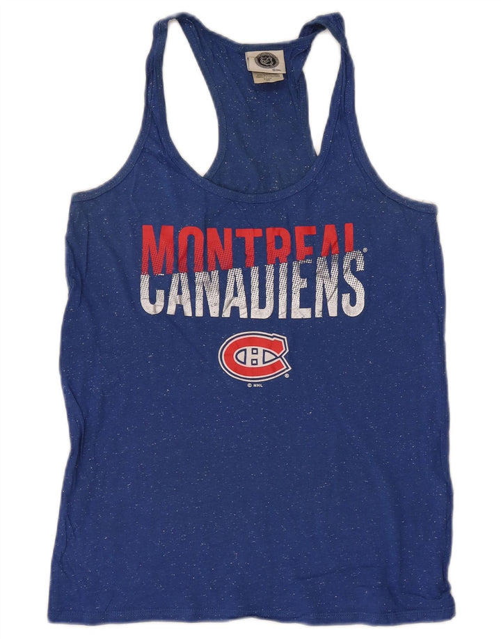NHL Femmes Canadiens de Montréal Débardeur Graphique UK 10 Petit Bleu Moucheté