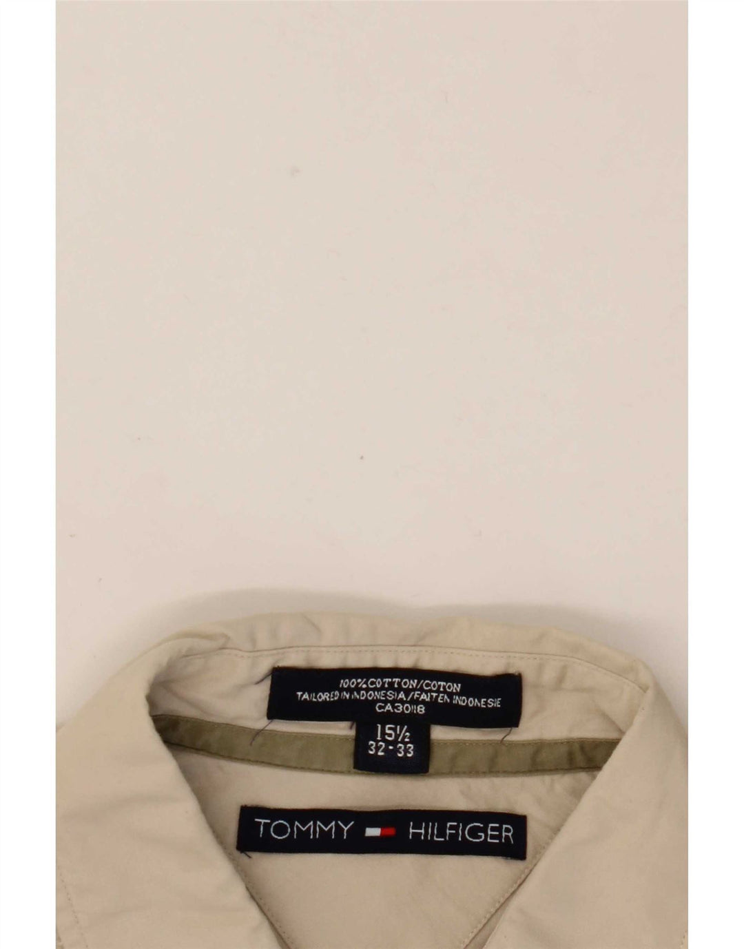 Tommy Hilfiger Chemise Homme Taille 15 1/2 Coton Beige Moyen