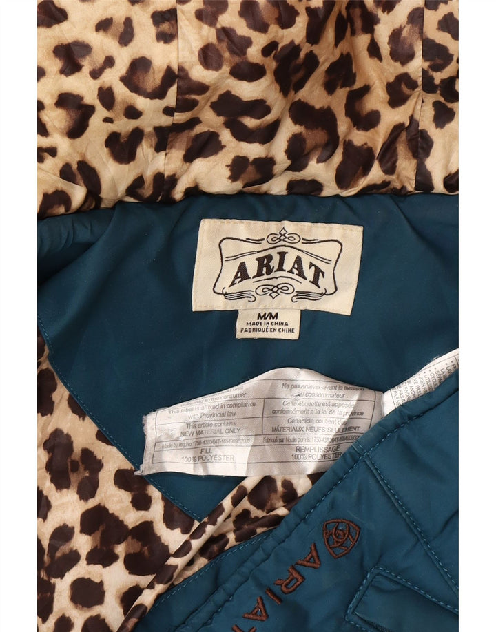 Ariat Veste matelassée à capuche pour femme UK 14 Bleu moyen Polyester