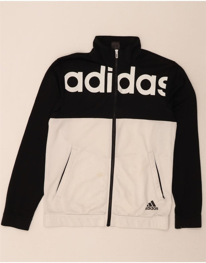 ADIDAS Mens Graphic Tracksuit Top Jacket Small Black Colourblock Polyester Vintage Adidas and Second-Hand Adidas from Messina Hembry 