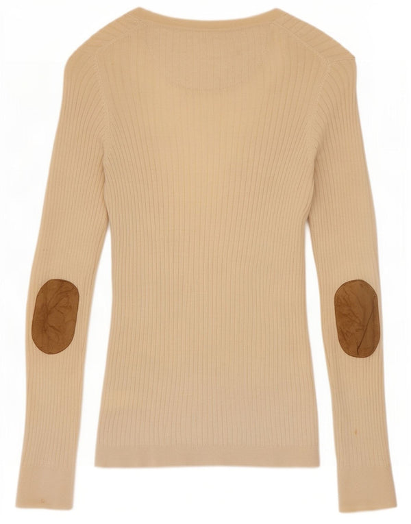 Massimo Dutti Cardigan pour femme en coton color block beige moyen UK 14