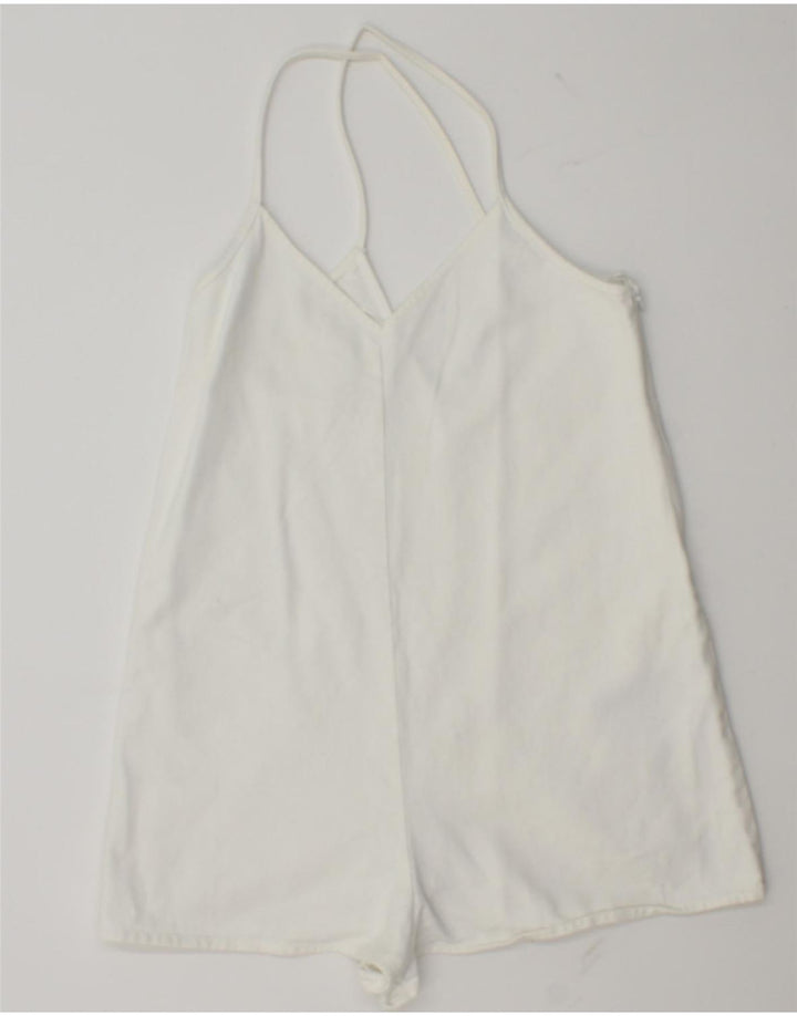 ZARA Combishort Femme UK 10 Petit Coton Blanc