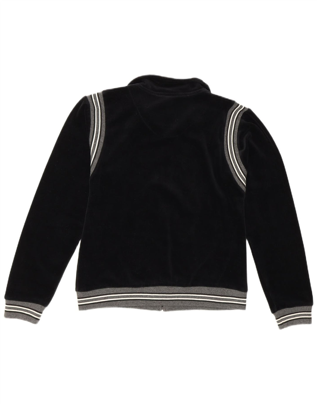 vintage Femme Survêtement Top Veste EU 36/38 Petit Coton Rayé Noir