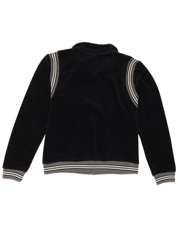 vintage Femme Survêtement Top Veste EU 36/38 Petit Coton Rayé Noir