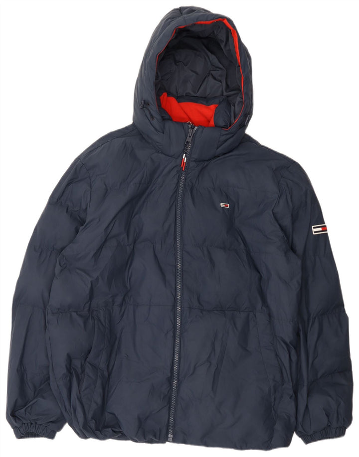 Tommy Hilfiger Veste matelassée à capuche pour hommes UK 46 2XL Bleu marine Polyester