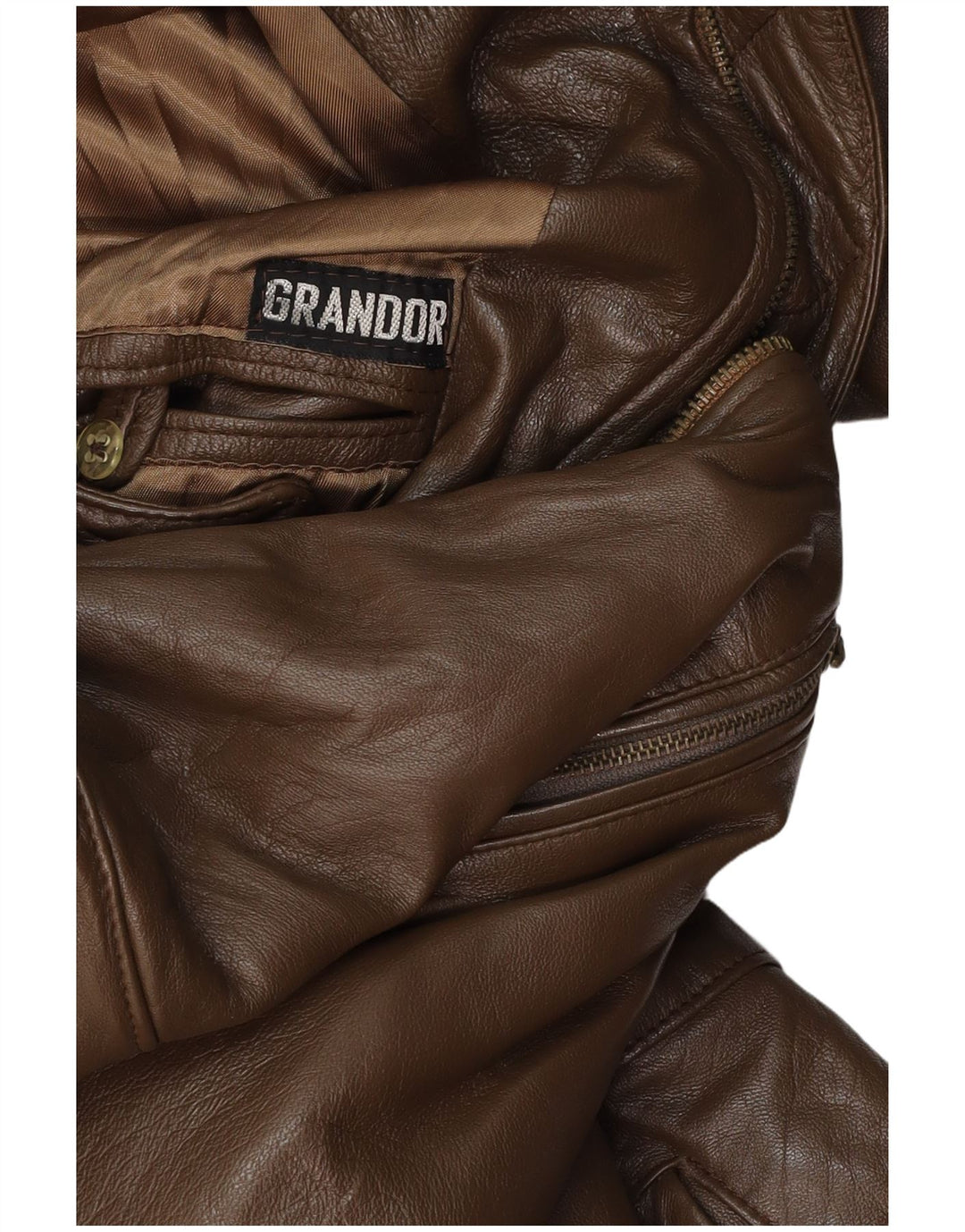 VINTAGE Manteau en cuir homme UK 38 Marron moyen