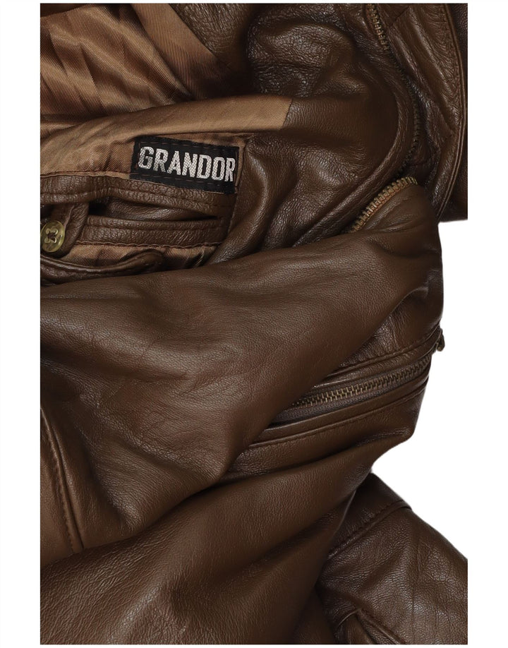 VINTAGE Manteau en cuir homme UK 38 Marron moyen