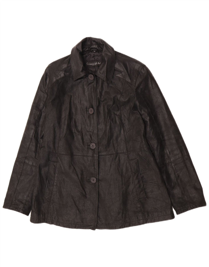 veste en cuir femme vintage IT 46 Grand cuir noir