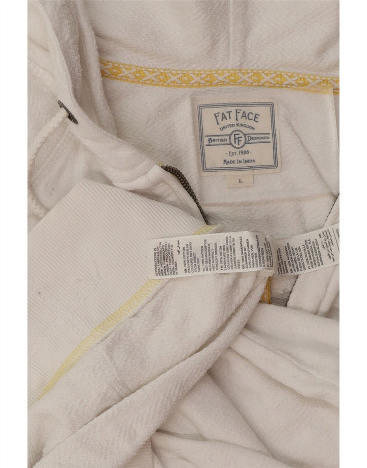 FAT FACE Pull à capuche zippé pour homme Grand coton blanc