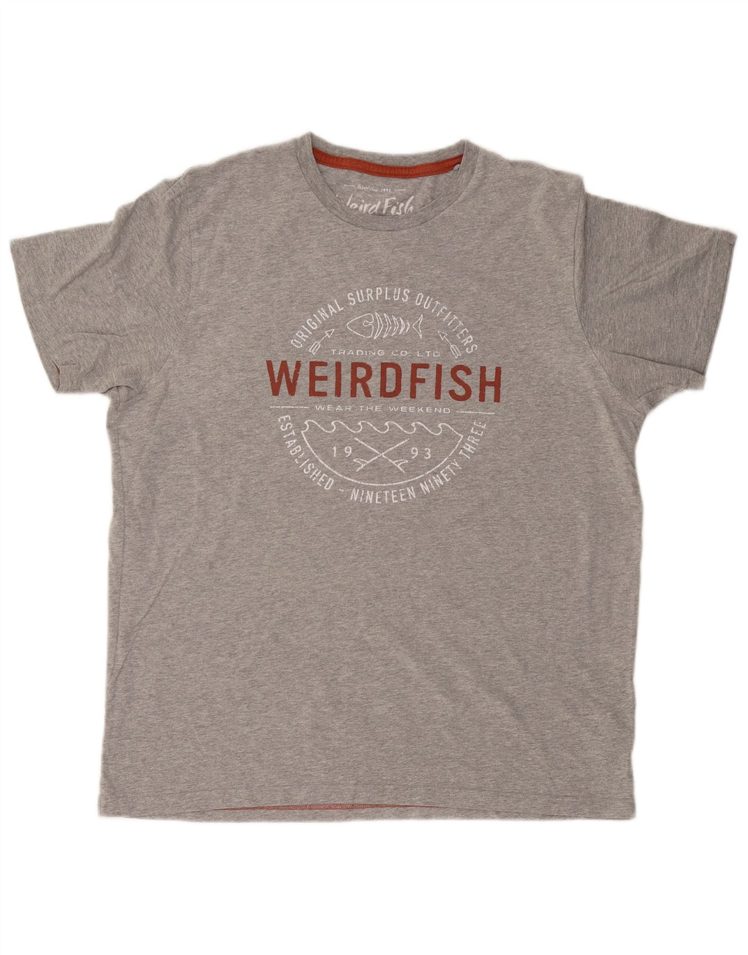 WEIRD FISH T-Shirt Graphique Homme Grand Gris Coton