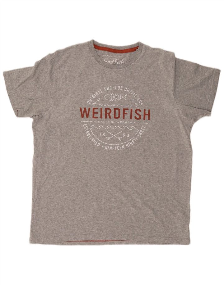 WEIRD FISH T-Shirt Graphique Homme Grand Gris Coton