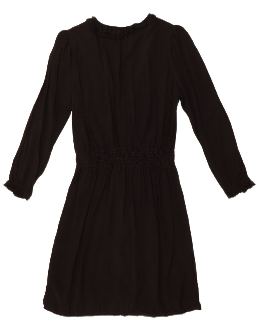 ZARA Robe trapèze à manches longues et volants pour femme UK 12 Noir moyen